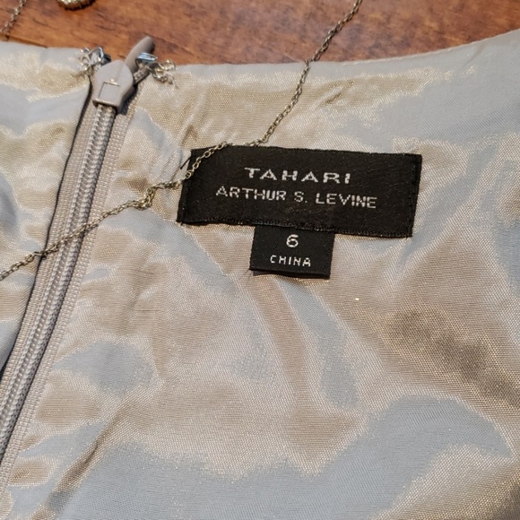 Tahari silver and blue sheath dress - Picture 3 of 8